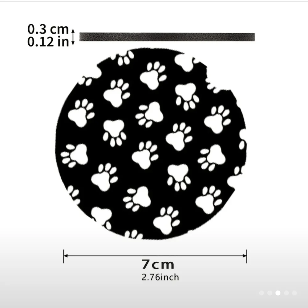 New 2 Piece Set: Multicolored Dog Paw Car Coasters